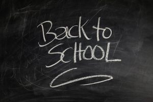 This is an image of a blackboard and the words back to school