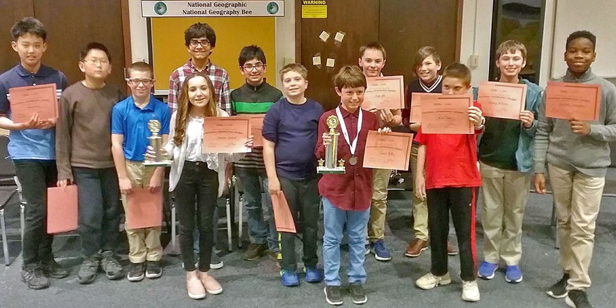 This is an image of Eagle Hill students who participated in the GeoBee