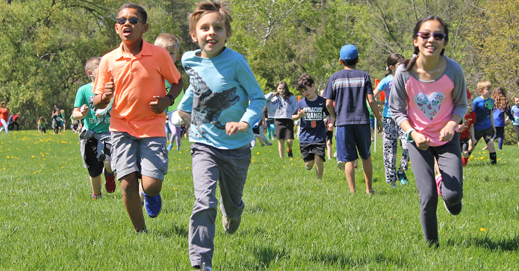 This is an image of students running