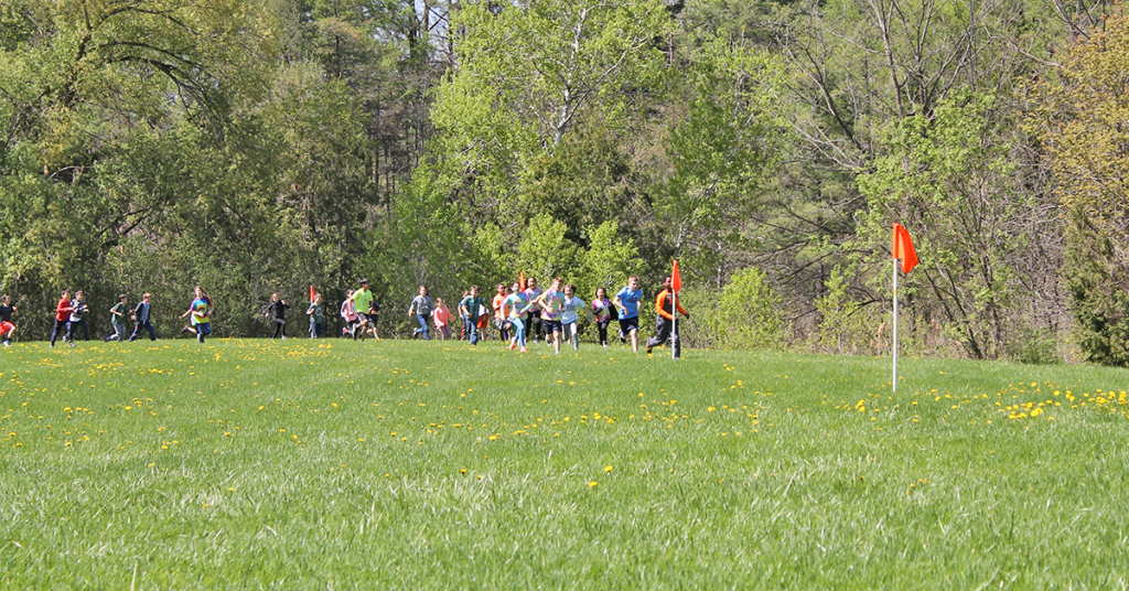 This is an image of students running