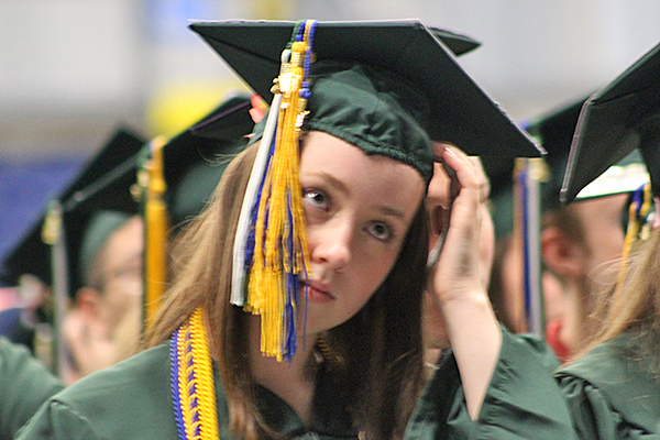 This is an image of a student tilting her head