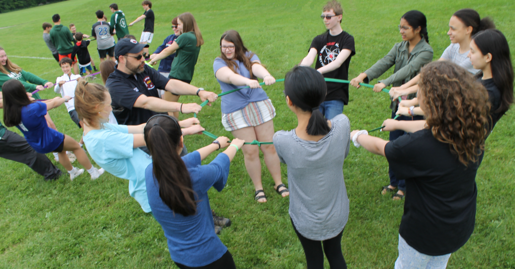 This is an image of students participating in an outdoor activity