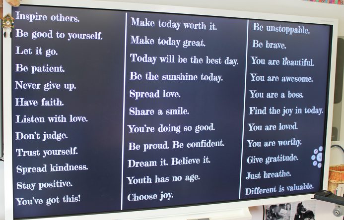 List of phrases on smartboard.