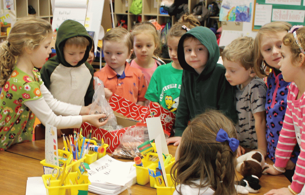 This is an image of students sorting change