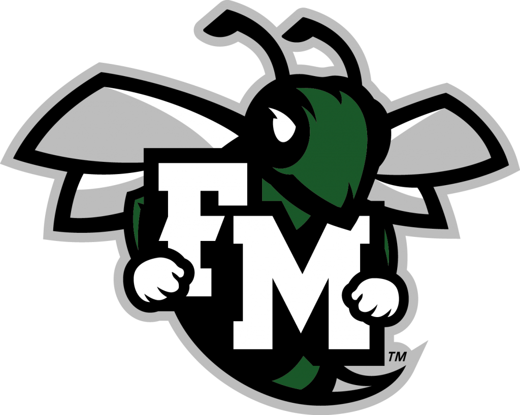 This is an image of the F-M athletics logo - a hornet holding the letters F and M.