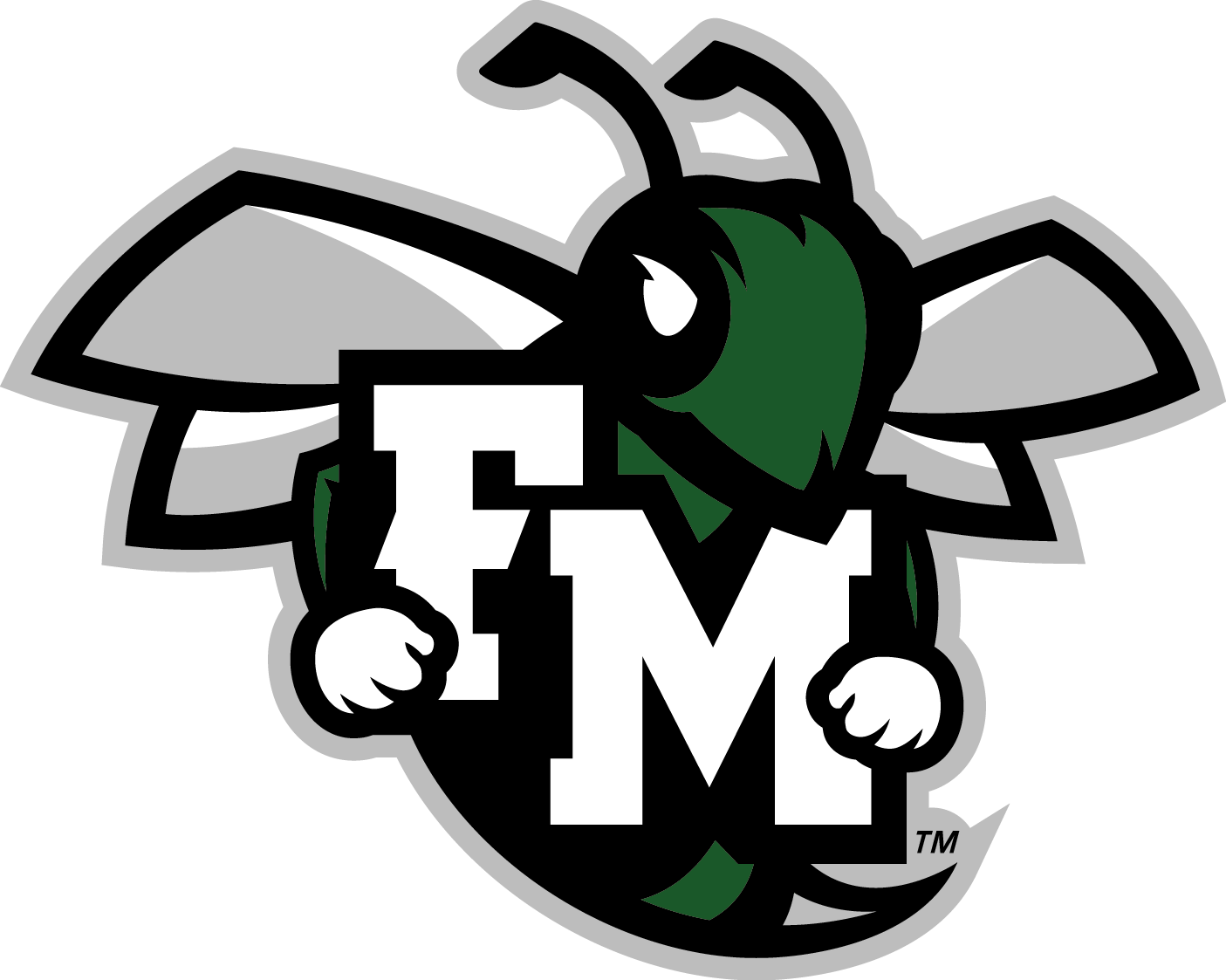 This is an image of the F-M athletics logo - a hornet holding the letters F and M.