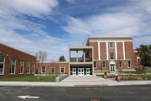 New Wellwood Middle School entrance from the exterior