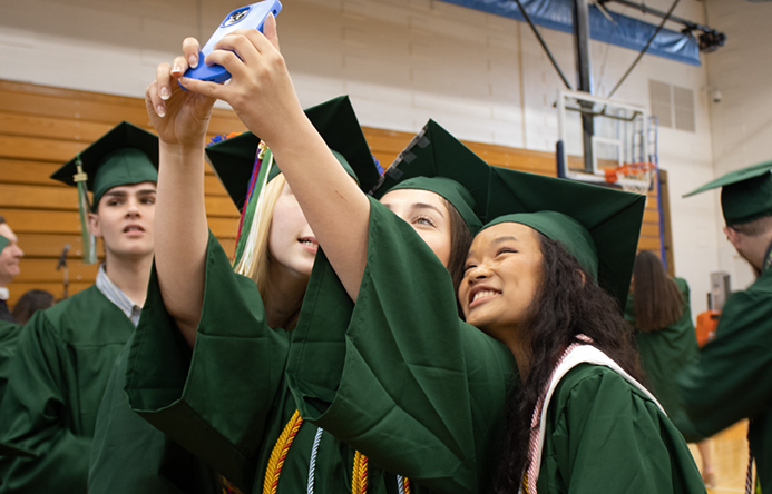 Students taking a selfie together.