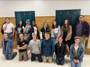 8th grade English class dressed up for Outsiders Day