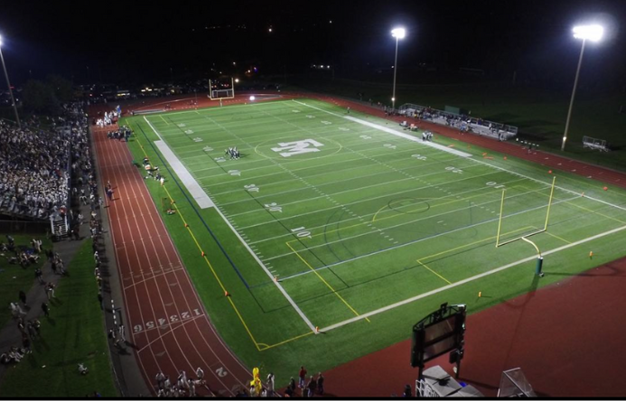 Lights shine brightly on the F-M Hornets football field