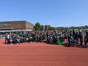 A group photo at the May 18 Special Olympics event