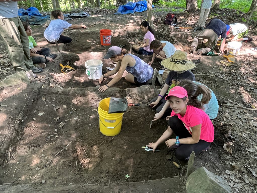 Middle school students participate in Archaeology Camp during July of 2023.