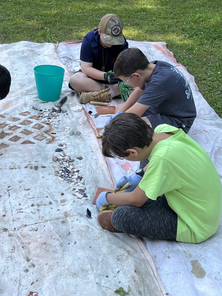 Middle school students participate in Archaeology Camp during July of 2023.