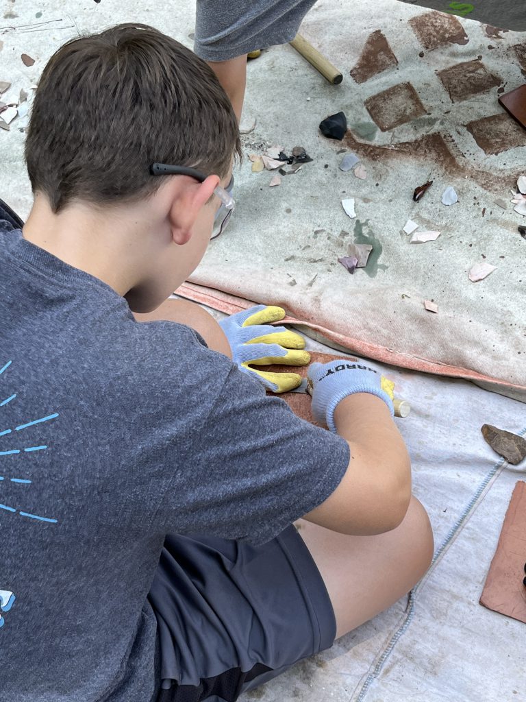 Middle school students participate in Archaeology Camp during July of 2023.