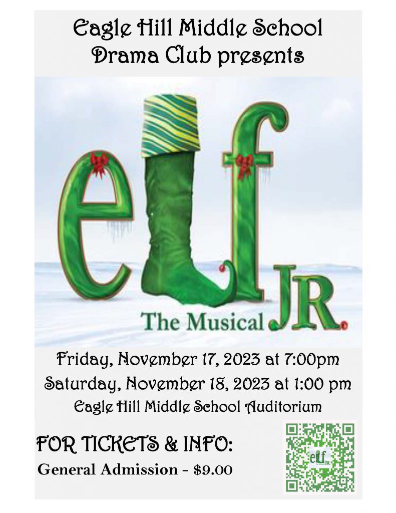 Eagle Hill Middle School will put on "Elf Jr., The Musical" on Nov. 17 & 18, 2023.