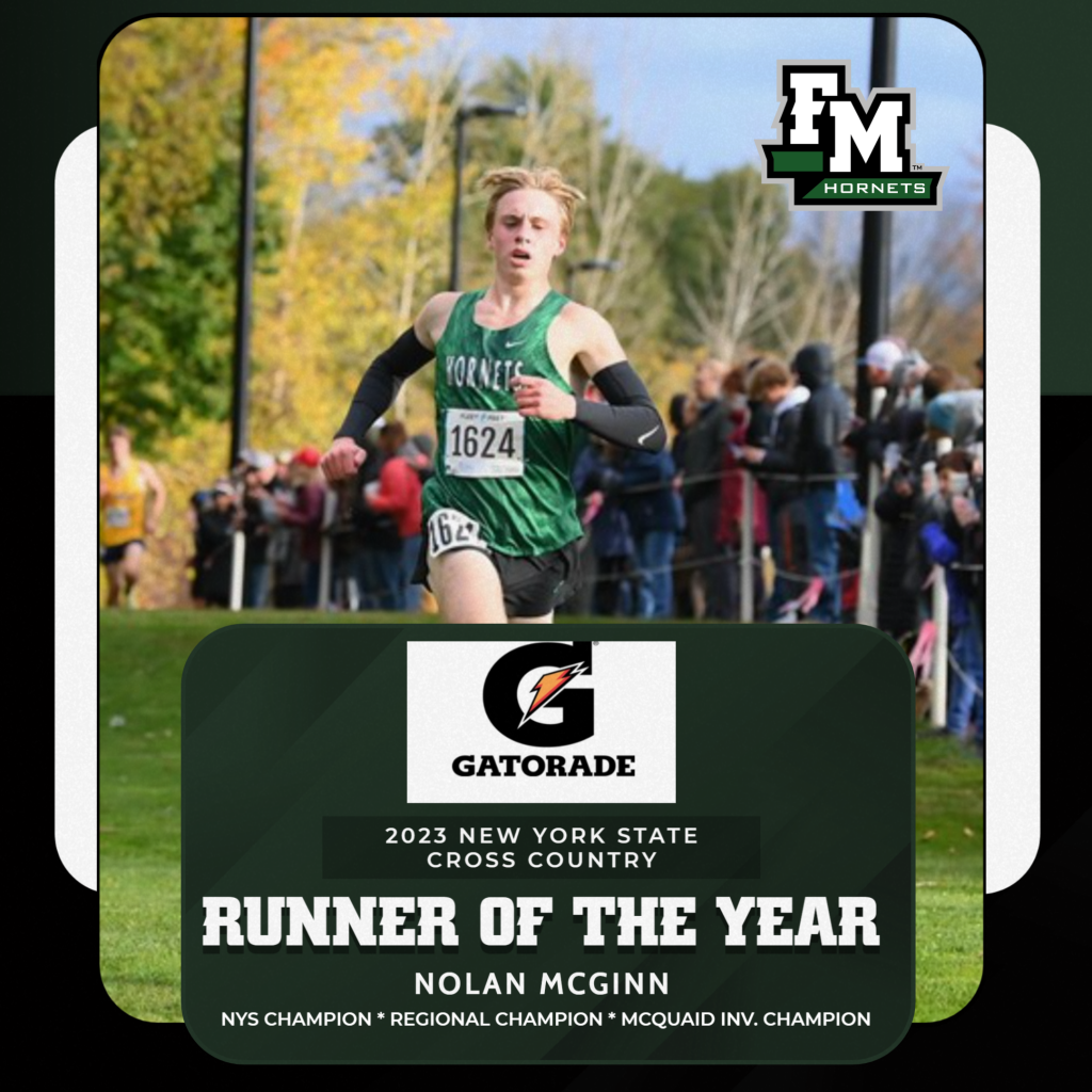 Nolan McGinn is named Gatorade New York Cross Country Player of the Year.