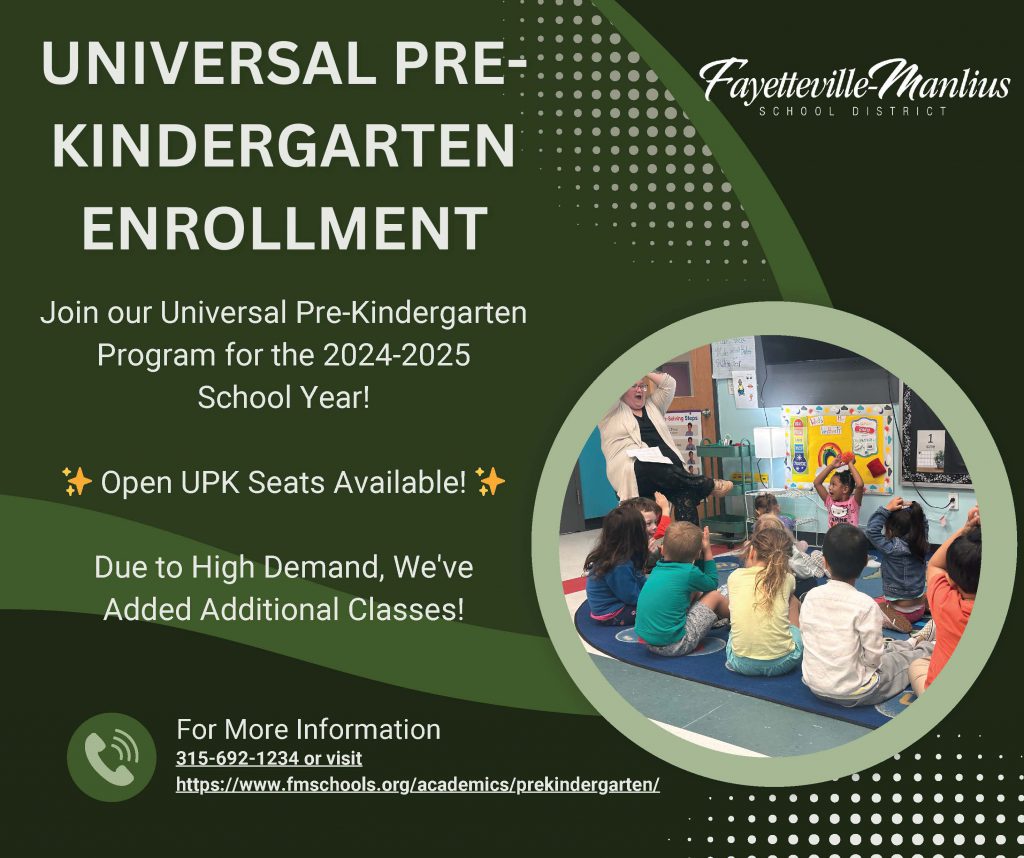 Seats remain open for F-M's Universal Pre-kindergarten program for the 2024-25 school year.