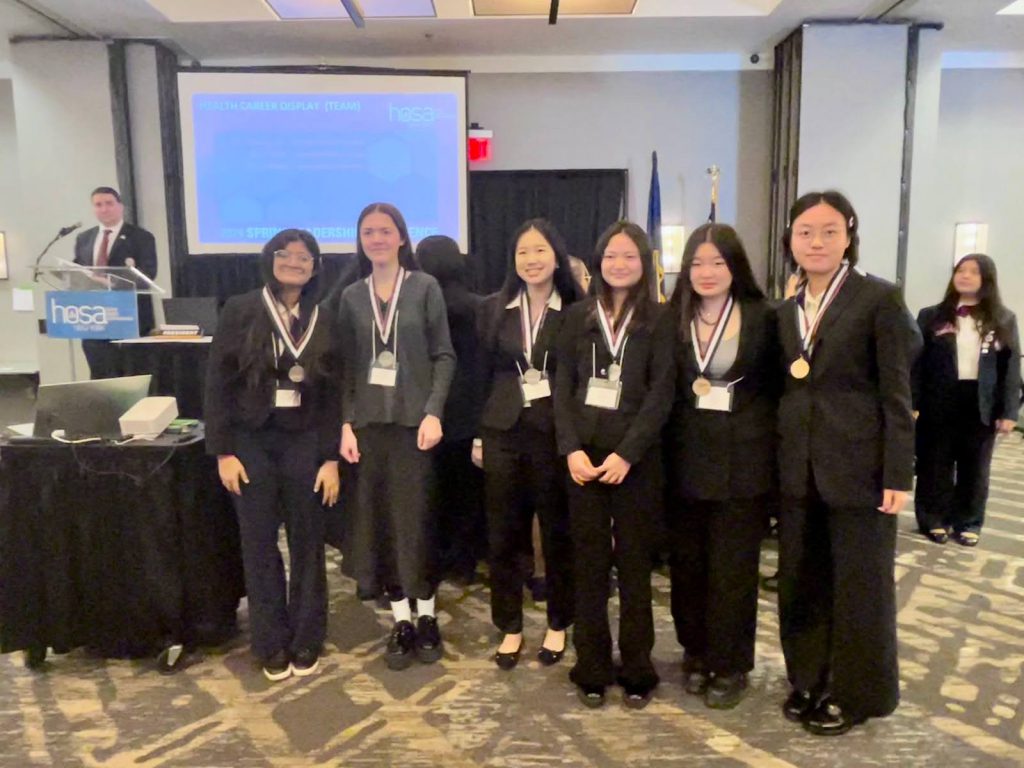 Sureeta Das and Stella Affeldt (left) win gold medals in Health Career Display.