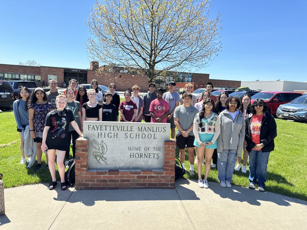 Spanish students celebrate successful scores on the National Spanish Exam.