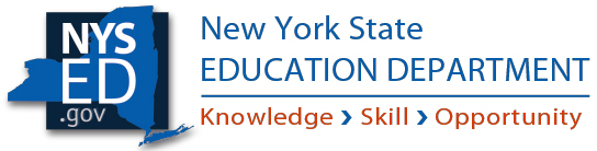 NYSED logo: The shape of New York State, with the words "knowledge, skill, opportunity" appearing along side the web address of nysed.gov.
