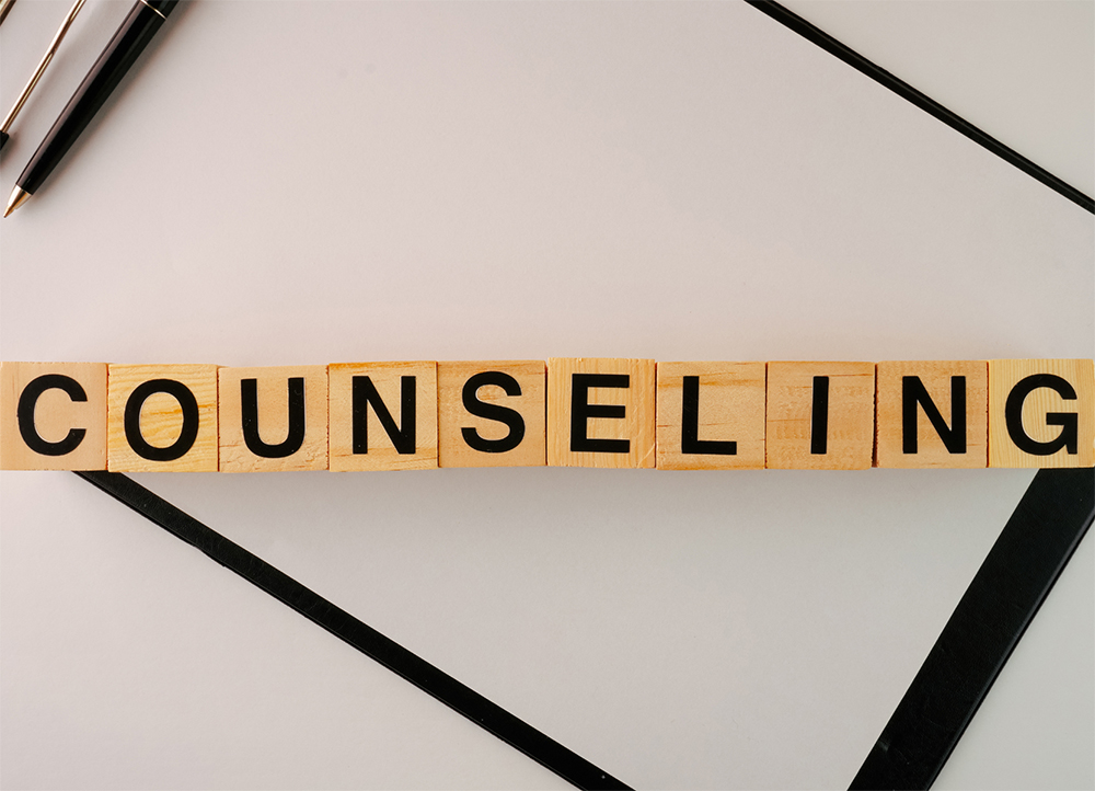 Children's block spell out "counseling".