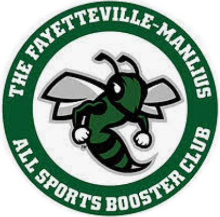 The FM hornet surrounded by the words "Fayetteville-Manlius All Sports Booster Club."