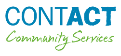 Logo for Contact Community Services, in which the "ACT" part of the word Contact is emphasized.