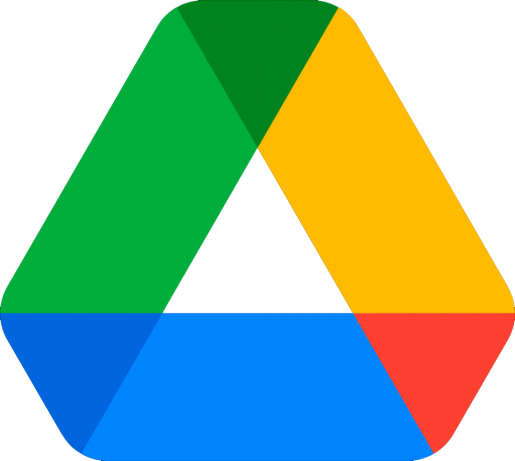 Logo for Google Drive, a multicolored triangle.
