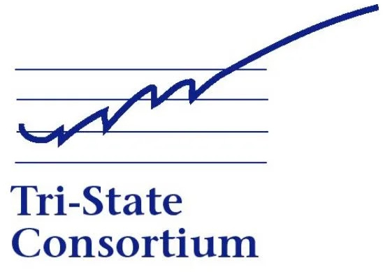 A line graph indicating an upward trajectory with the words "Tri State Consortium".